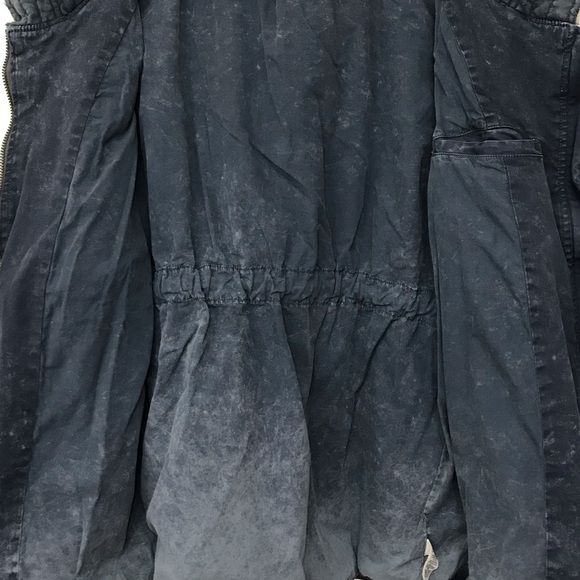 Free People Oversized Solid Knit Mixed Cargo Jacket Steel Blue Gray Rare HTF Y2K - Picture 11 of 14